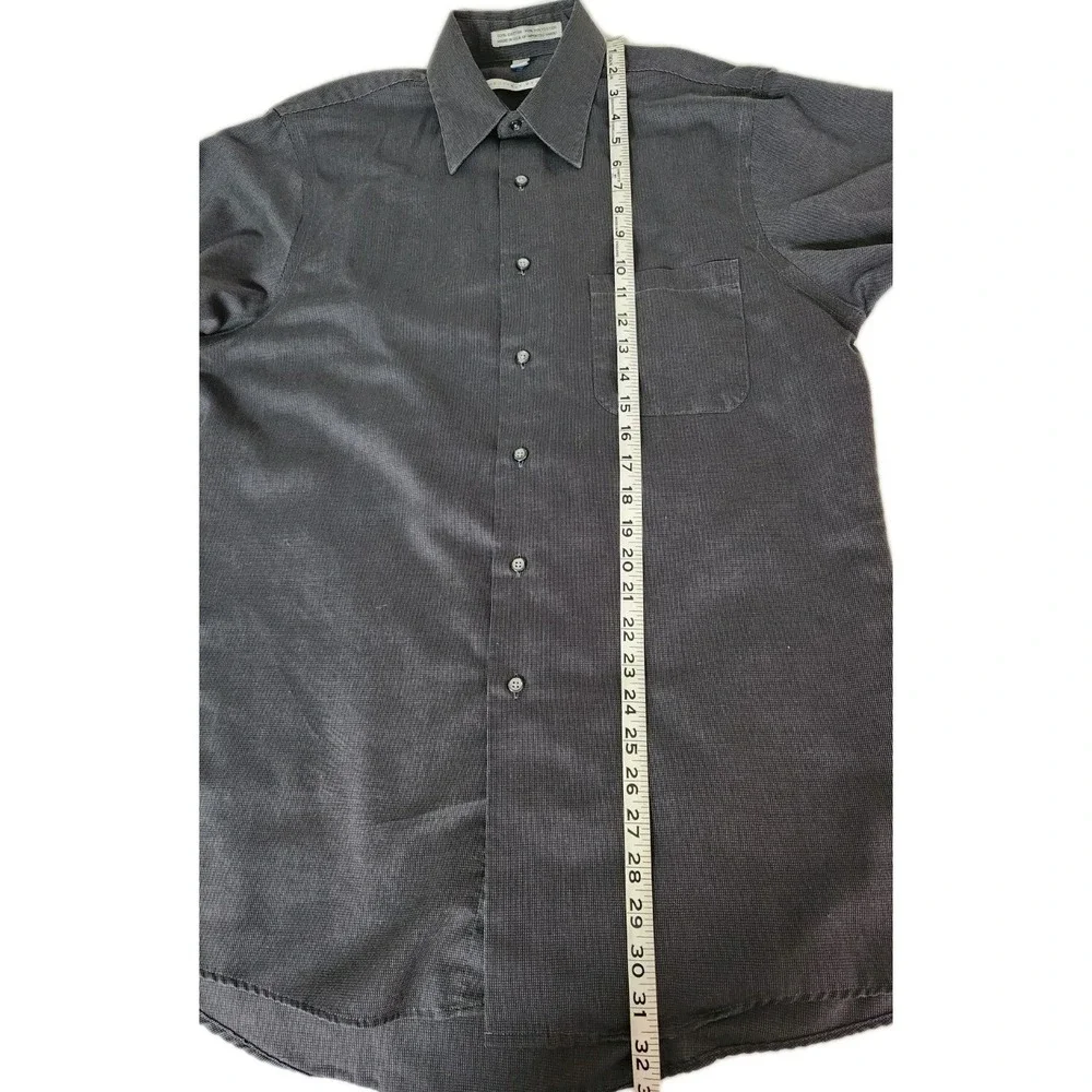 Geoffrey Beene Men's 34/35 15.5 Wrinkle-Free Slim Fit Gray Long Sleeve Dress EUC